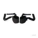 LELO Etherea Silk Cuffs luksusowe kajdanki jedwabne czarne, 150 cm, żakard i zamsz