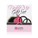LoversPremium Tickle Me Gift Set Pink – zestaw akcesoriów: kajdanki, opaska, piórko, różowy