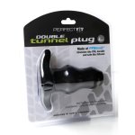 Perfect Fit Double Tunnel Plug Large Black – czarna anatomiczna zatyczka dwukanałowa, rozmiar L, PF Blend