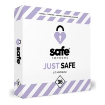 Safe Just Safe 36 szt. – prezerwatywy klasyczne, anatomiczny kształt, lateks, certyfikat CE