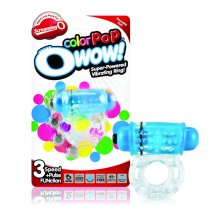 The Screaming O ColorPop Owow Blue – pierścień z wibracjami, silikon SEBS, 3 poziomy