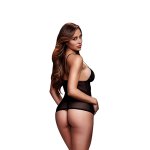 Baci Leopard Basque – modelująca koszulka z panterką, regulowane paski, One Size