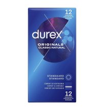 Durex Originals Classic Natural 12 sztuk – prezerwatywy lateksowe, gładkie, nawilżane, szerokość 54 mm