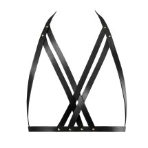Bijoux Indiscrets Maze Halter Bra Harness Black – regulowana uprząż piersiowa z eko-skóry, czarna
