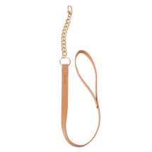 Bijoux Indiscrets Maze Leash Brown – brązowa smycz z wegańskiej skóry, metalowy karabińczyk