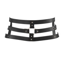 Bijoux Indiscrets Maze Wide Belt Black – szeroki pas z wegańskiej skóry, czarny, regulowany, z przedłużkami
