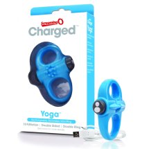 The Screaming O Charged Yoga Blue – pierścień wibrujący, 10 trybów, elastyczny SEBS, niebieski