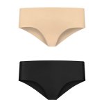 Bye Bra Invisible Hipster 2-Pack Nude & Black L – bezszwowe majtki niewidoczne, zestaw