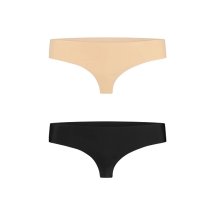 Bye Bra Invisible Thong 2-Pack Nude & Black M – bezszwowe stringi, zestaw beżowe i czarne