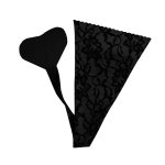 Bye Bra Adhesive Thong Lace Finish Black – samoprzylepne stringi, koronkowe wykończenie, One Size