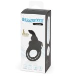 Happy Rabbit Black – silikonowy pierścień wibrujący z 2 pętlami, 12 programów, USB