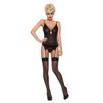 Obsessive S800 Stockings Black L/XL – klasyczne pończochy do pasa, czarne