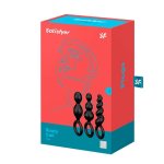 Satisfyer Booty Call Plugs Black zestaw 3 silikonowych modeli o różnych strukturach, czarny