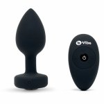 b-Vibe Vibrating Jewel Plug M/L Black Diamond model z pilotem, 15 programów