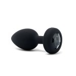 b-Vibe Vibrating Jewel Plug M/L Black Diamond model z pilotem, 15 programów