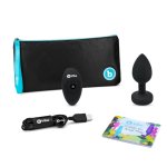 b-Vibe Vibrating Jewel Plug M/L Black Diamond model z pilotem, 15 programów