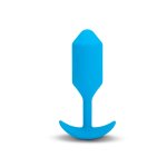 b-Vibe Snug Plug 3 Blue – anatomiczna zatyczka silikonowa z wibracjami, 13,8 cm, 6 programów