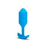 b-Vibe Snug Plug 3 Blue – anatomiczna zatyczka silikonowa z wibracjami, 13,8 cm, 6 programów