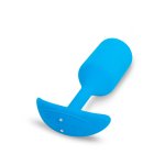 b-Vibe Snug Plug 3 Blue – anatomiczna zatyczka silikonowa z wibracjami, 13,8 cm, 6 programów