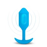 b-Vibe Snug Plug 3 Blue – anatomiczna zatyczka silikonowa z wibracjami, 13,8 cm, 6 programów
