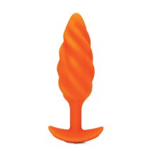 b-Vibe Texture Plug Swirl Orange – wibrujący model silikonowy z falistą powierzchnią, 6 trybów