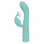 Pillow Talk Kinky Teal dwusilnikowy model punktu G i łechtaczki, silikon medyczny, system PowerBullet