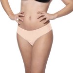 Bye Bra Invisible Thong XL – bezszwowe stringi 2-pak, beżowe i czarne, ultracienkie