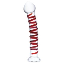 Glas Mr. Swirly – szklany model spiralny, 25,5 cm, czerwony wzór, borokrzemowe szkło