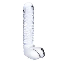 Glas Realistic Ribbed – szklany model z anatomiczną fakturą, 20 cm, żebrowana powierzchnia