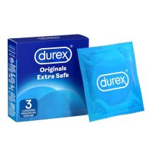 Durex Originals Extra Safe prezerwatywy 3 szt. – lateksowe, szerokość 56mm, dodatkowe nawilżenie