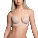 Bye Bra Seamless U-Style Bra C Nude – samonośny biustonosz push-up, odpinane skrzydełka