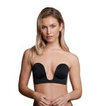 Bye Bra Seamless U-Style Bra Black E – samoprzylepny biustonosz push-up, odpinane skrzydełka