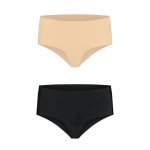 Bye Bra Invisible High Brief XL Nude & Black – bezszwowe majtki, wysoki stan, 2-pak