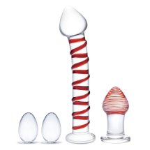 Glas Mr. Swirly Set – szklany zestaw: spiralny model, ergonomiczny plug i kulki do ćwiczeń