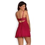 Obsessive Rosalyne koszulka nocna z koronką i stringami S/M, czerwony komplet