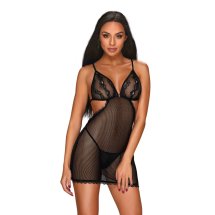 Obsessive Millagro L/XL Sukienka z koronkowymi akcentami i stringami czarna