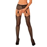 Obsessive S821 Pończochy z pasem wzorzyste czarne S/M/L elastyczne paski
