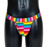 Svenjoyment Stringi męskie Rainbow One Size – elastyczny materiał, tęczowa kolorystyka