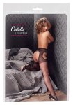 Cottelli Legwear czarne rajstopy z pasem koronkowym S/M – miękki materiał, ozdobny pas
