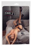 Cottelli Legwear Pończochy kabaretki z koronkową opaską czarne S – silikonowy system