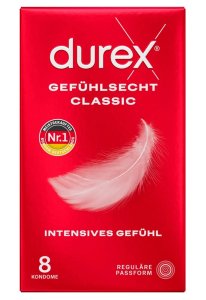 Durex Prezerwatywy Lateksowe 8 szt. – nawilżane, wyprofilowane, zbiorniczek