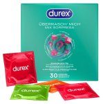 Durex Surprise Me zestaw 30 prezerwatyw, 4 warianty, mix powierzchni i aromatów