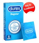 Durex Regular 6 szt. prezerwatywy klasyczne, nawilżane, lateksowe, 56 mm