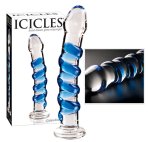 Icicles Model 24 szklana maszyna intymna zakrzywiona z wypustkami 18,5 cm, borokrzemowe szkło