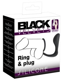 Black Velvets pierścień intymny z aplikatorem prostaty, elastyczny system silikonowy