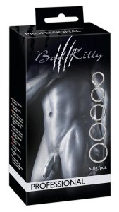 Bad Kitty Komplet 5 pierścieni metalowych srebrnych – różne rozmiary, stal węglowa