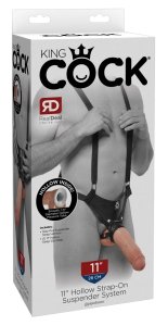 King Cock System uprzęży z regulacją i modelem 28 cm – czarny, wyjmowany element