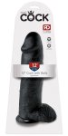 Pipedream King Cock czarny model z jądrami 30 cm – przyssawka, PVC, anatomiczny