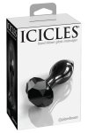 Icicles Szklany stożkowy korek z ozdobnym kryształem – model 9 cm, czarny, gładka powierzchnia