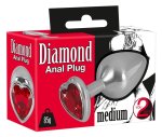 You2Toys Diamond Plug Medium – aluminiowy model z czerwonym kamieniem, 8,2 cm